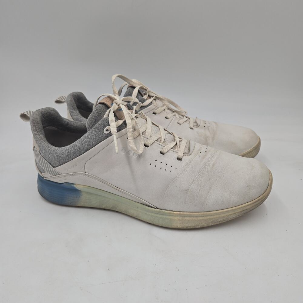 ECCO S Three GoreTex Golf Shoes Mens 12 - 12.5 EU 46 White Leather Spikeless